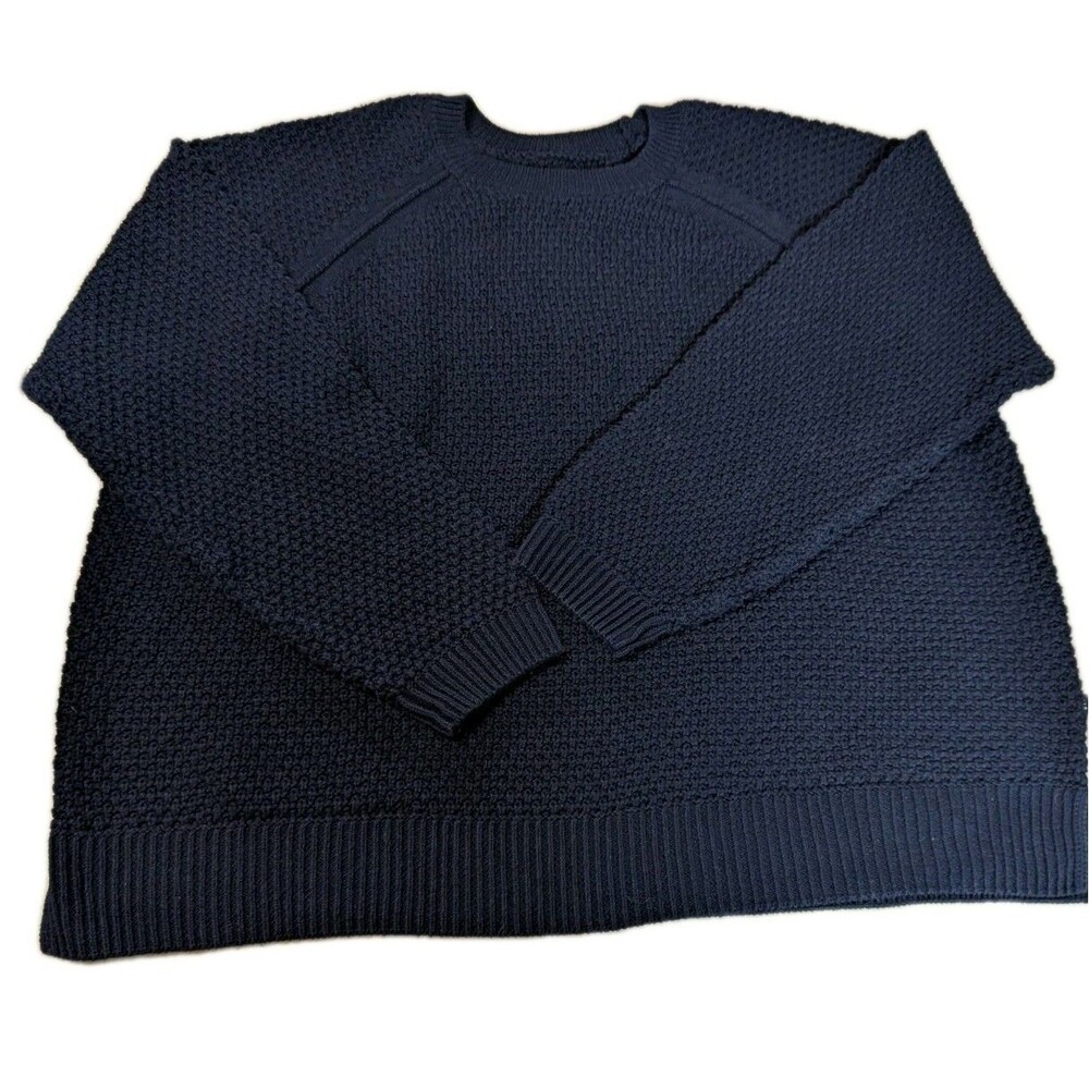 GAP XXL Navy Blue Textured Popcorn Knit Sweater Raglan Sleeve Side Slit Fall...